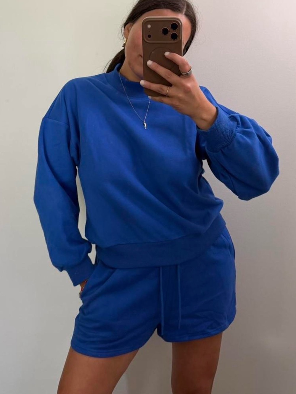 Papermoon Bold Blue Relaxed Crewneck Sweatshirt